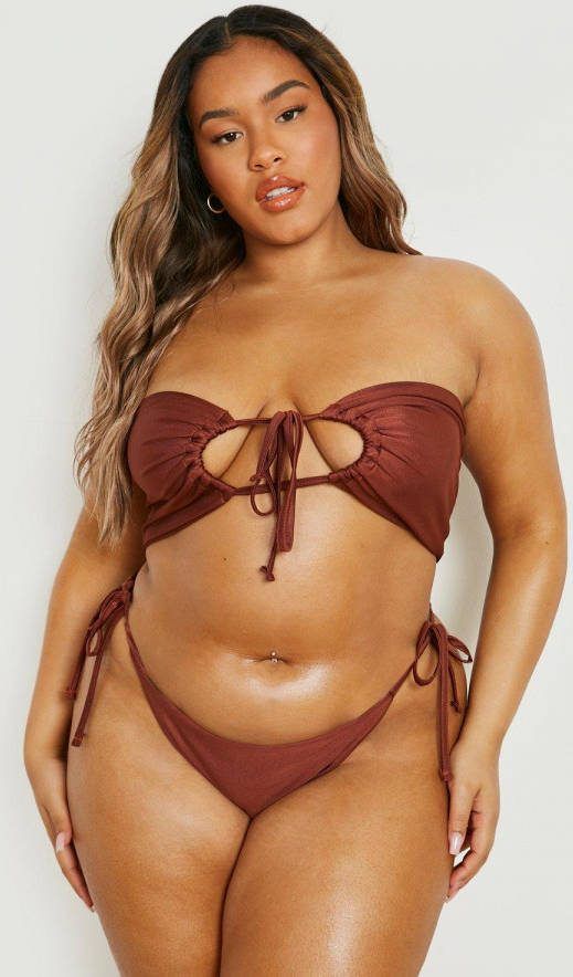 boohoo Plus Halter Bikini, Chocolate