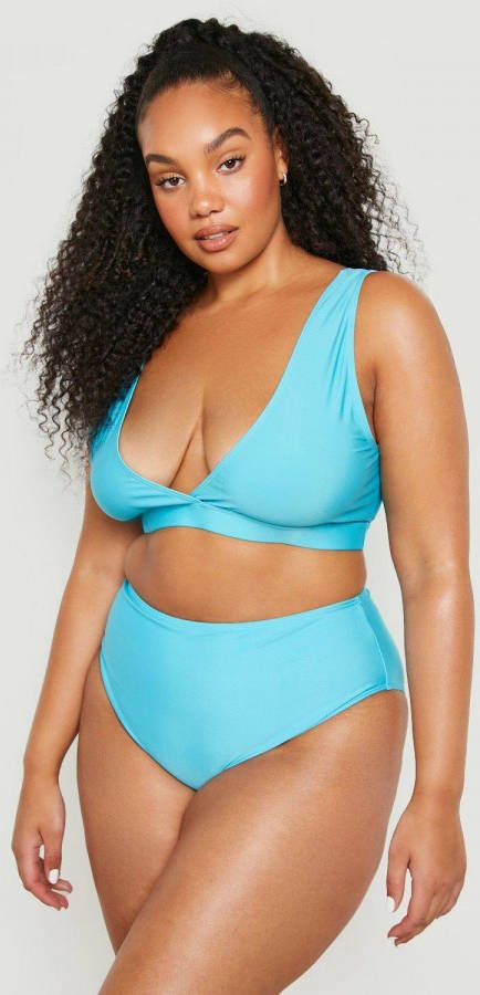 boohoo Plus Mix & Match Bikini Broekje Met Hoge Taille, Aqua