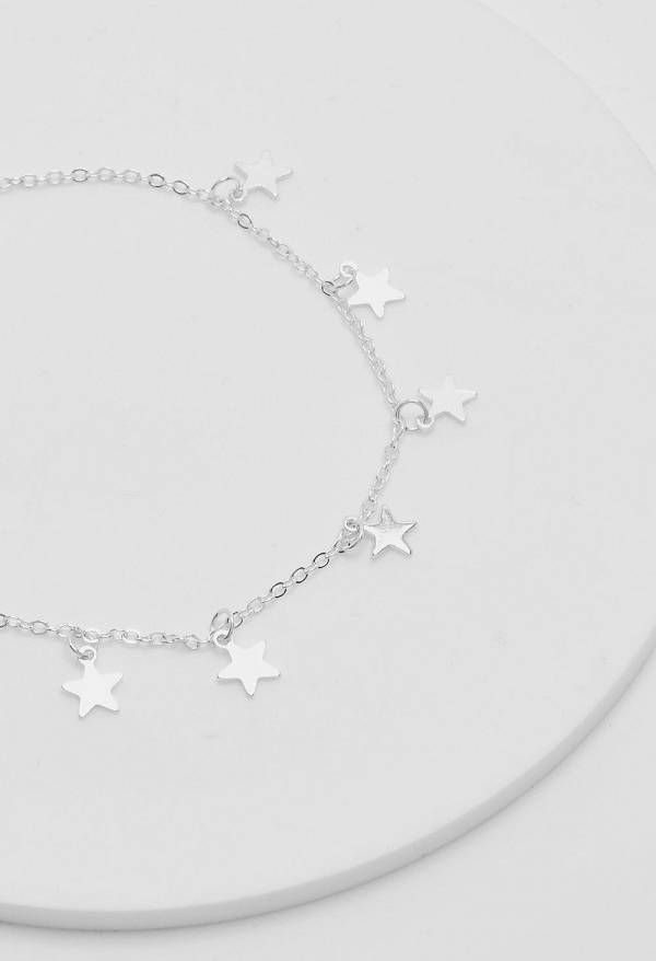 boohoo Sterren Enkelkettinkje, Silver