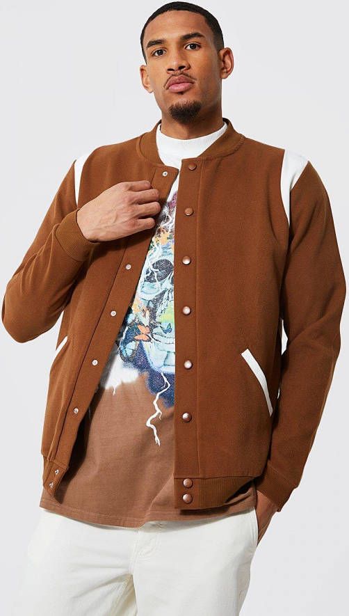 boohoo Tall Bomberjack Met Melton Schouder Paneel, Tan