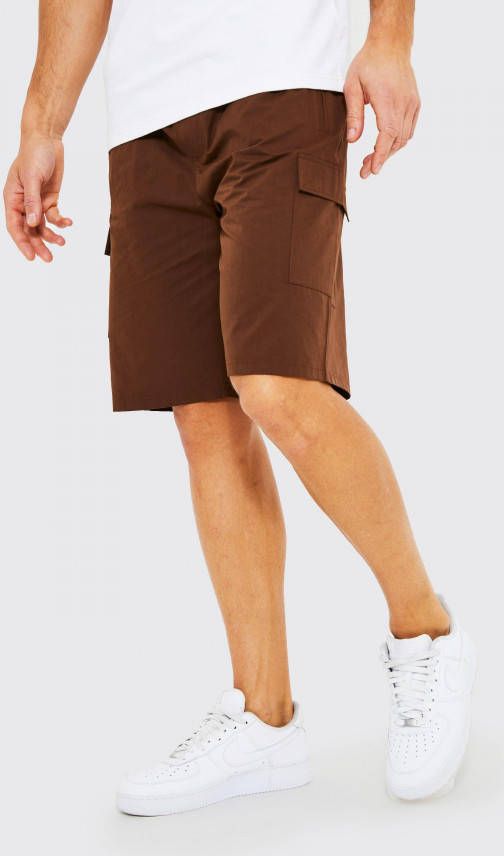 boohoo Tall Heavyweight Cargo Shorts, Chocolate