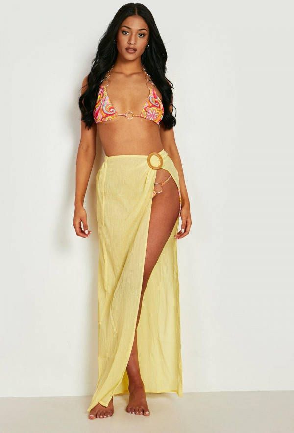 boohoo Tall Maxi Sarong Met O Ring Detail, Lemon
