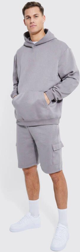 boohoo Tall Oversized Dun Cargo Trainingspak Met Shorts, Charcoal