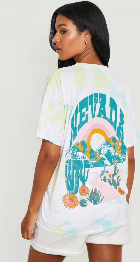 boohoo Tall Tie Dye Nevada T Shirt Met Rugopdruk, Lemon