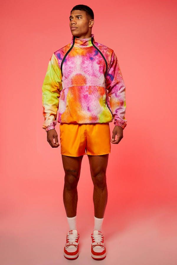 boohoo Tie Dye Anorak Met Dubbele Rits, Yellow