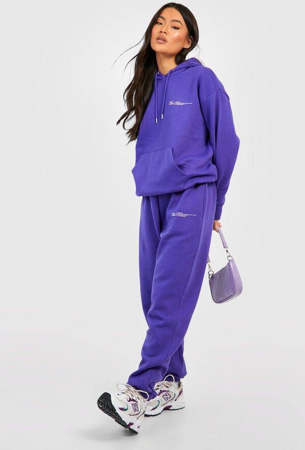 boohoo Trainingspak Met Capuchon En Tekst, Purple