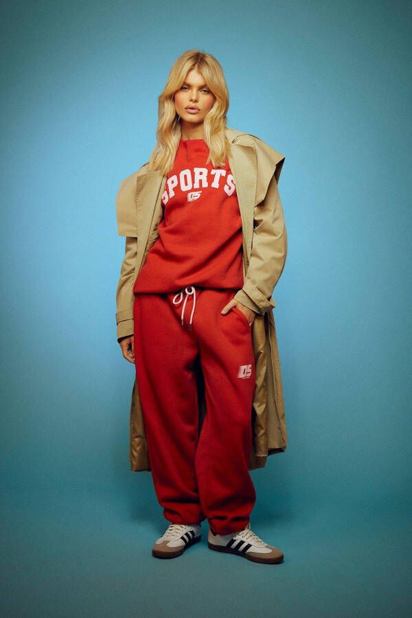 boohoo Trainingspak Met Sport Trui En Tekst, Red