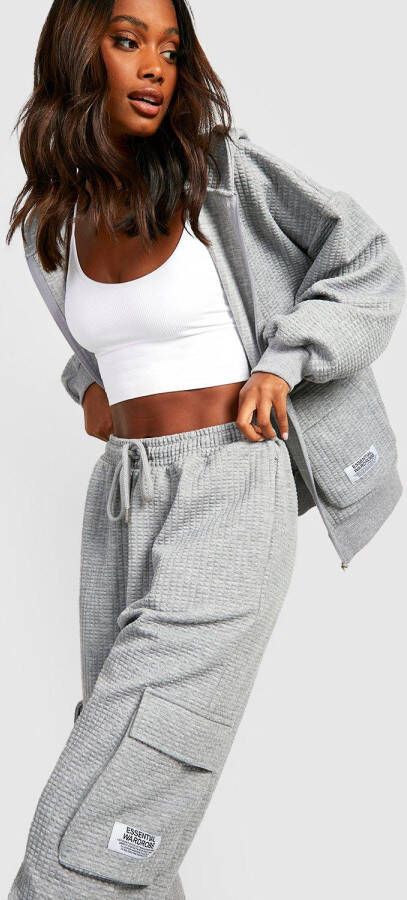 boohoo Trainingspak Met Tank Met Capuchon En Cargo Zakken, Ash Grey