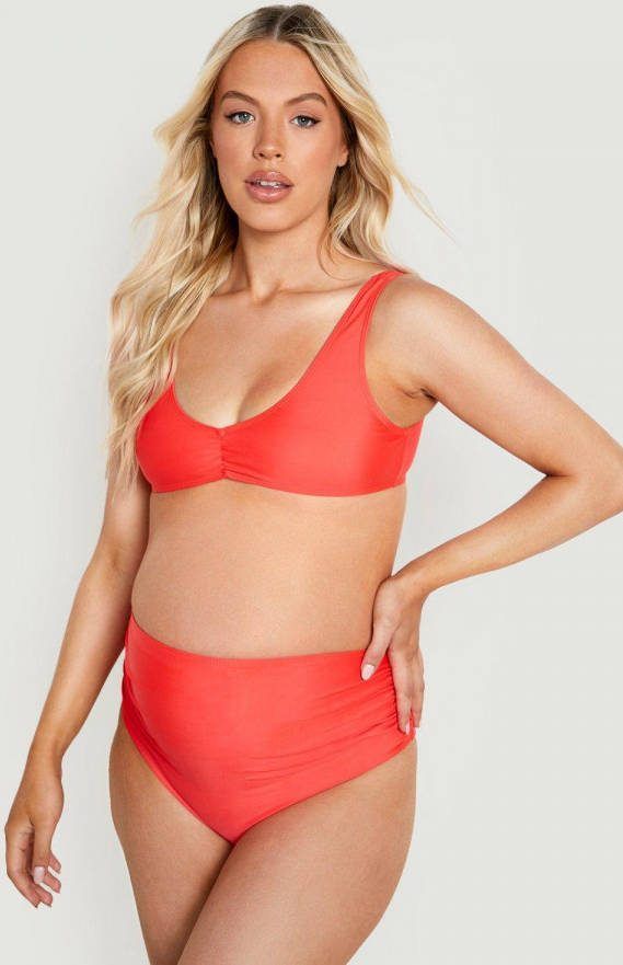 boohoo Zwangerschap Bikini Met Inkeping, Red