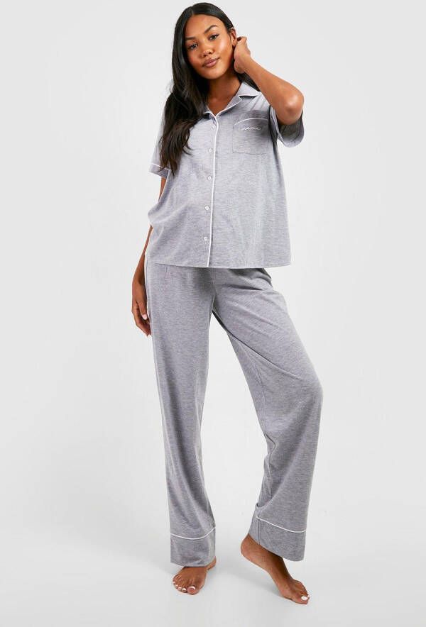 boohoo Zwangerschap 'Mama To Be' Pyjama Set In Een Doosje, Grey Marl