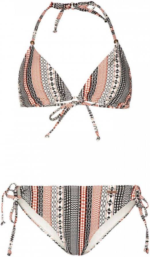 Protest triangel bikini News met all over print zwart/roze