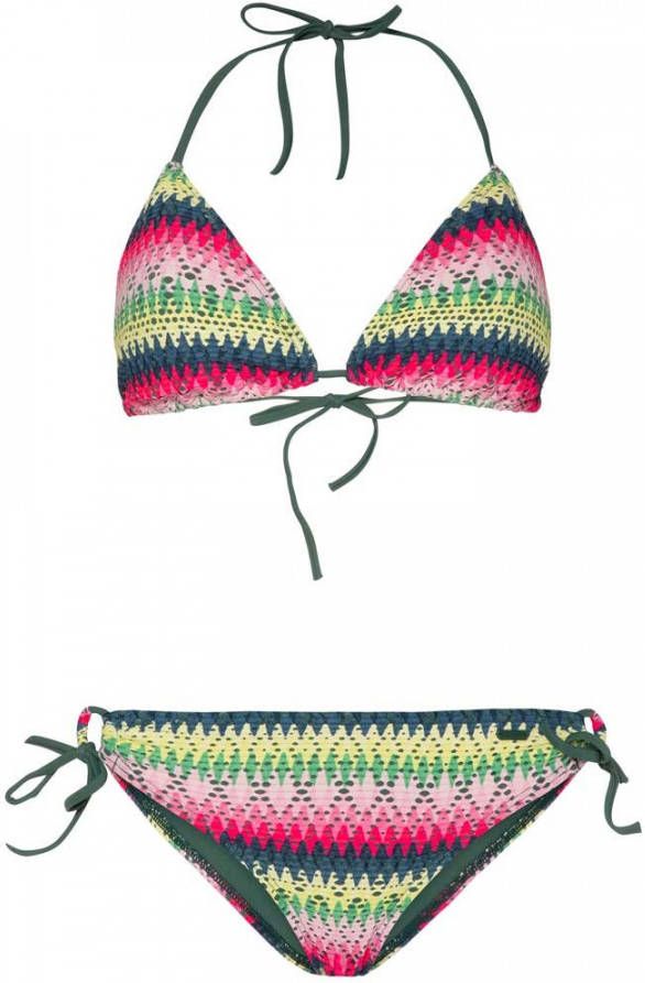 Protest triangel bikini River met all over print groen/roze/geel
