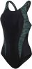 Speedo allov panel laneback badpak zwart/groen dames online kopen