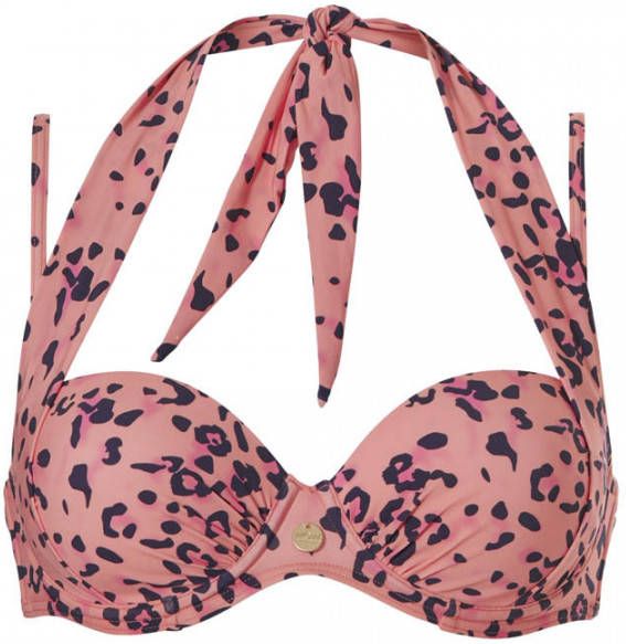 TC WOW strapless beugel bikinitop met all over print roze/donkerblauw online kopen