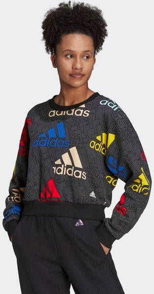 adidas Essentials Multi Colored Logo Crop Sweatshirt