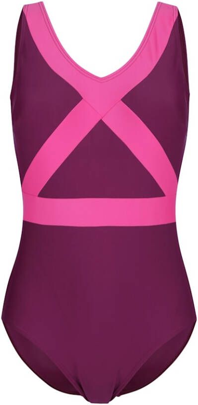 maritim Badpak met decoratieve gestreepte inzetten Bordeaux/Fuchsia