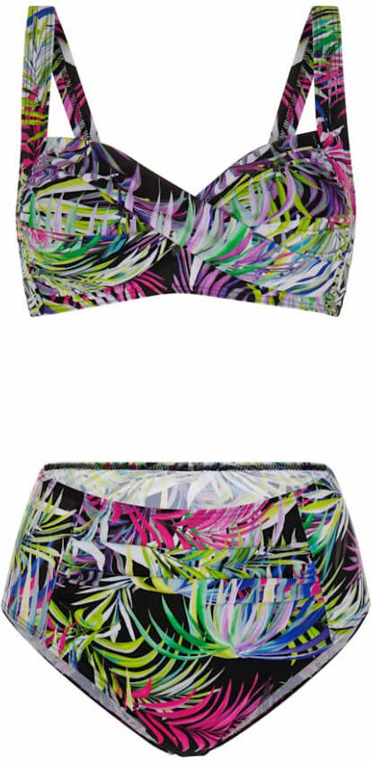 maritim Bikini met plooitjes voor Paars/Groen