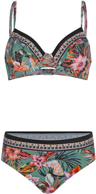 maritim Bikini met trendy patronenmix Groen