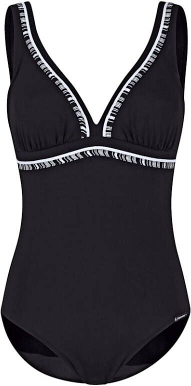 SUNMARIN Badpak met gedessineerde biezen Zwart