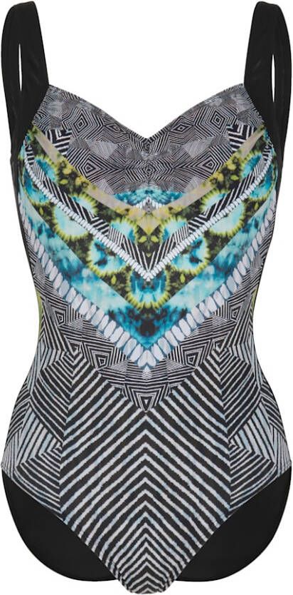 SUNMARIN Badpak met print voor Zwart/Groen