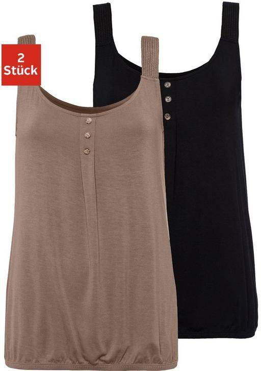 Lascana Tanktop met modieus gevlochten bandjes(Set van 2 )