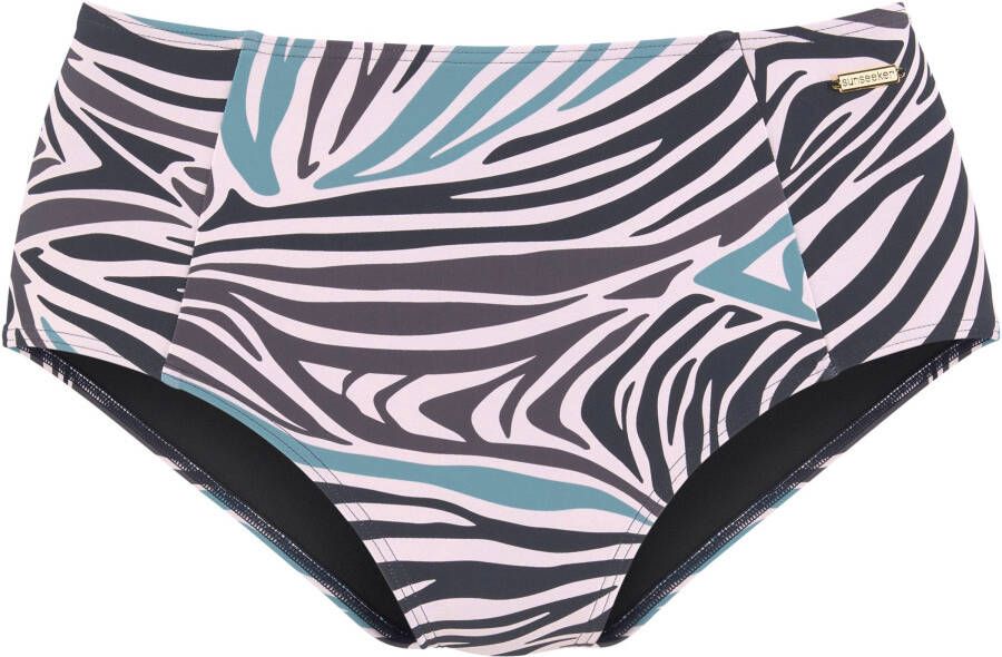 Highwaist bikinibroekje in zwart/wit/turquoise van Sunseeker