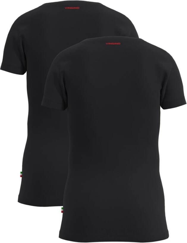 Vingino Zwarte T shirt Boys T shirt V neck(2 pack )