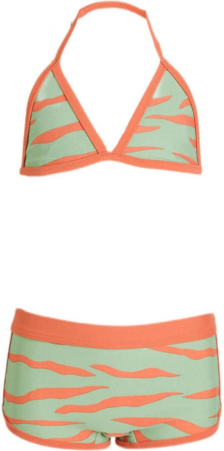 BEACHWAVE triangel bikini met zebraprint groen/rood online kopen