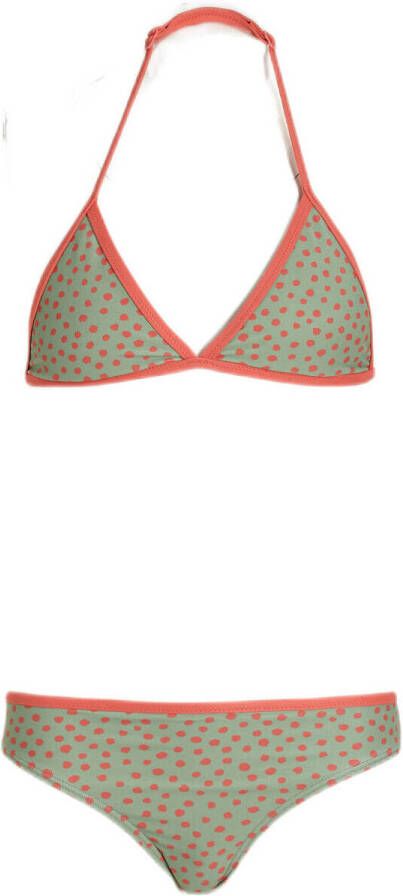 BEACHWAVE triangel bikini met stippen groen/roze
