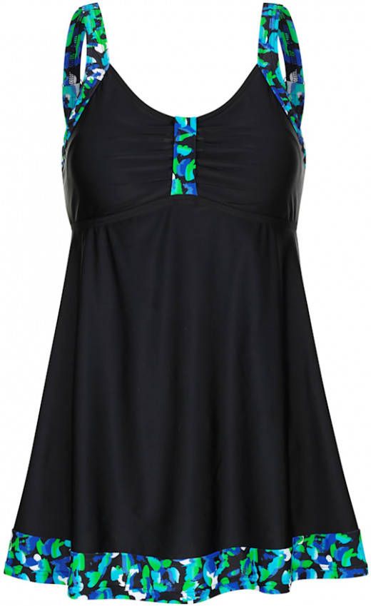 maritim Badjurk met contrastkleurige inzetten Zwart/Blauw/Groen