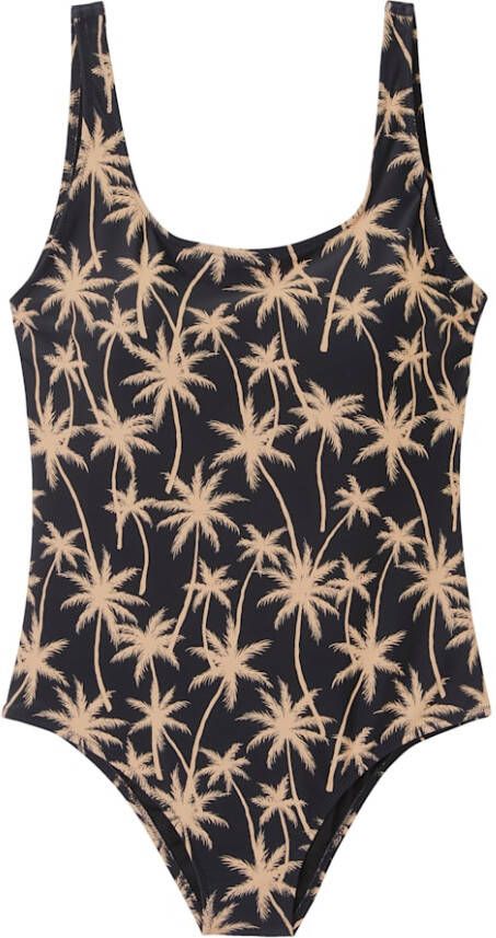 SHIWI Badpak met palmboomprint Zwart