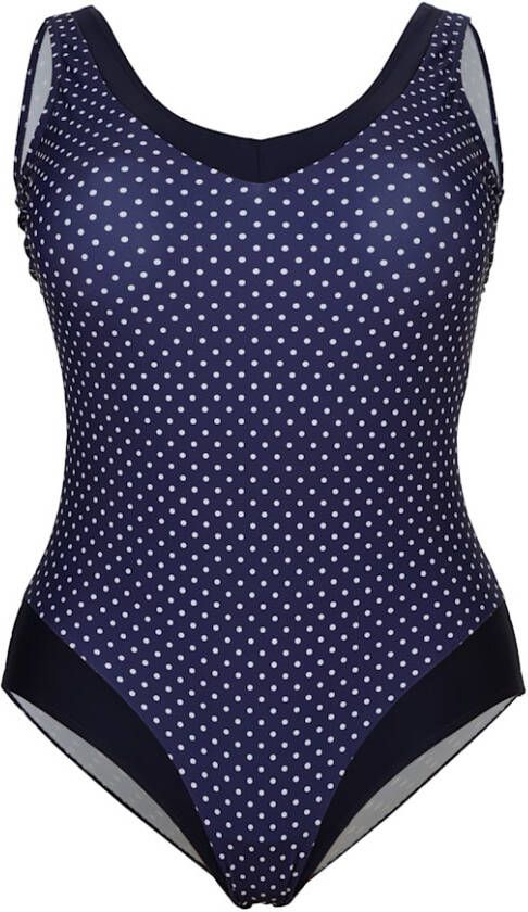 TruYou Badpak met contrastkleurige inzet aan de hals Marine/Wit