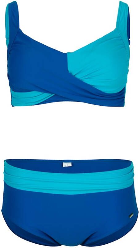 TruYou Bikini met bovenstukje in wikkellook Royal blue/Turquoise