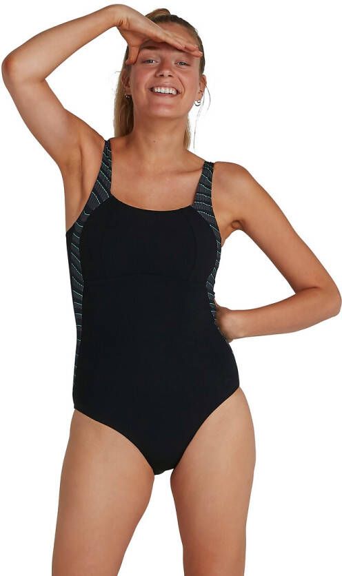 Speedo Sculpture sportbadpak LunaLustre Printed zwart/groen