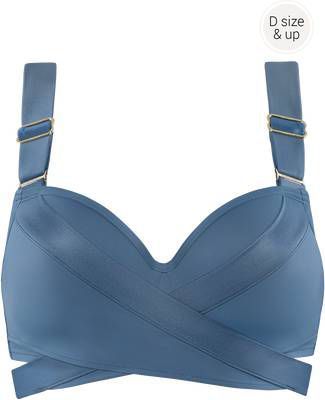Marlies Dekkers Cache Coeur Plunge Balconette Bikini Top | Wired Padded Air Force Blue 70d