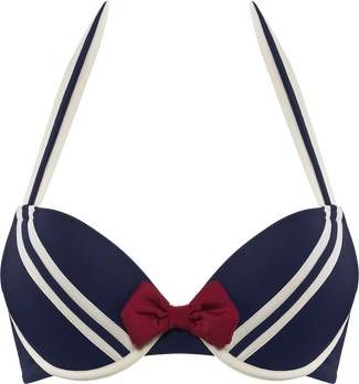 Marlies Dekkers Sailor Mary Sailor Mary Push Up Bikini Top | Wired Padded Blue Ivory Red 80d