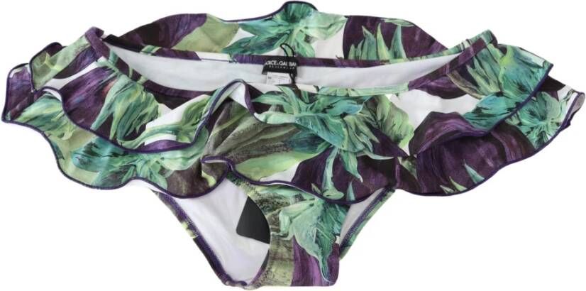 Dolce & Gabbana Eggplant Print Swimwear Beachwear Bikini Bottom , Groen, Dames