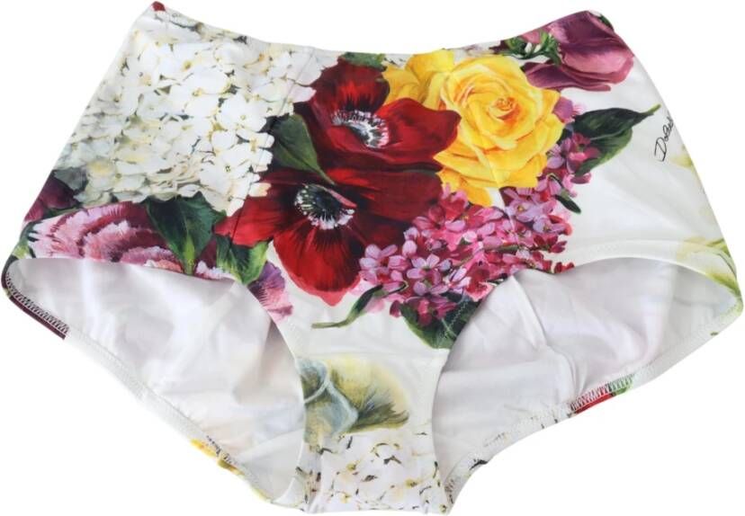 Dolce & Gabbana Floral Print Swimwear Beachwear Bikini Bottom , Wit, Dames