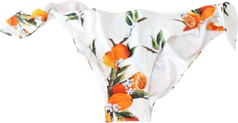 Dolce, Gabbana Bikini Bottom White Orange Print Swimsuit Beachwear , Wit, Dames