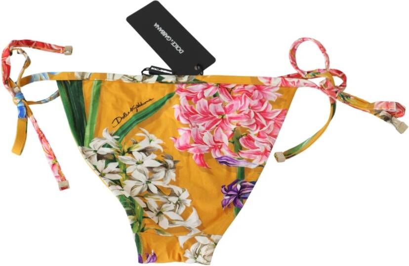 Dolce & Gabbana Floral Print Swimwear Beachwear Bikini Bottom , Oranje, Dames