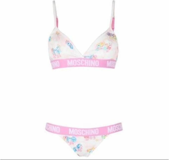 Moschino White My Little Pony Bra Briefs Set Two Piece Bikini , Wit, Dames