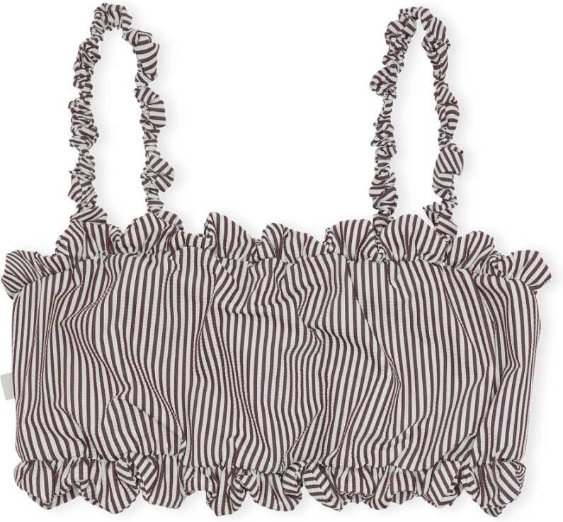 Ganni Bikini top bandeau streep , Grijs, Dames