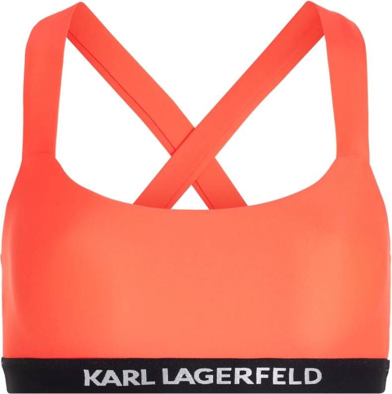 Karl Lagerfeld Swimwear Top Bandeau with Logo Elastic , Oranje, Dames