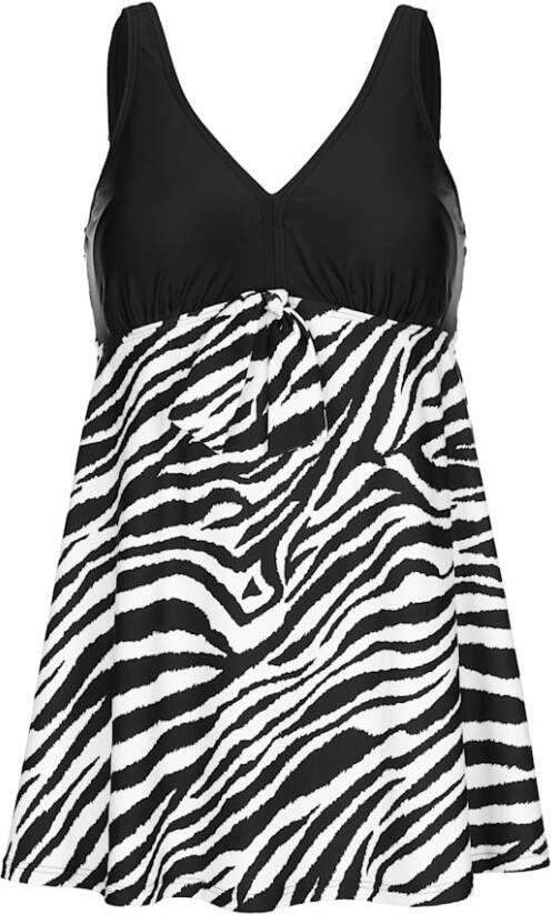 maritim Badjurkje met een modieuze patronenmix Zwart/Wit