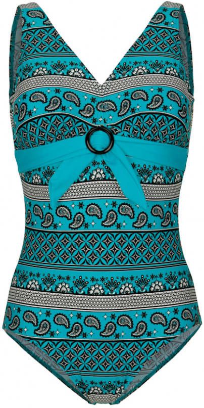 maritim Badpak met siersteentjes voor Turquoise/Zwart