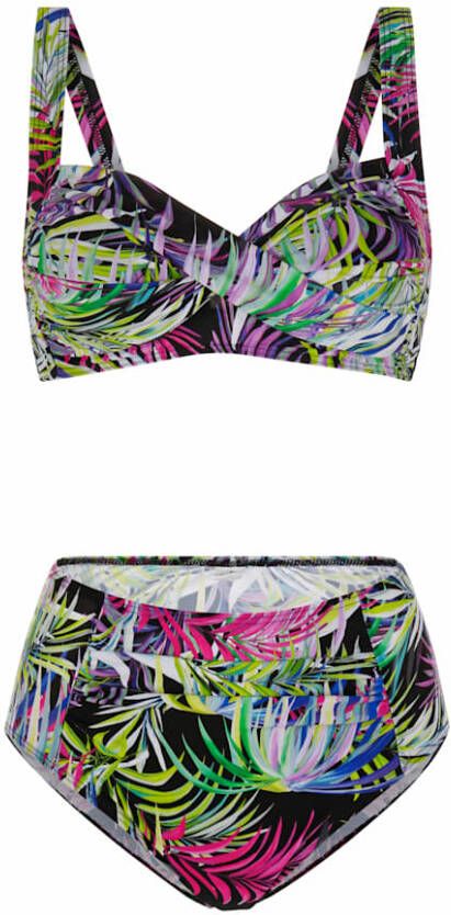 maritim Bikini met plooitjes voor Paars/Groen