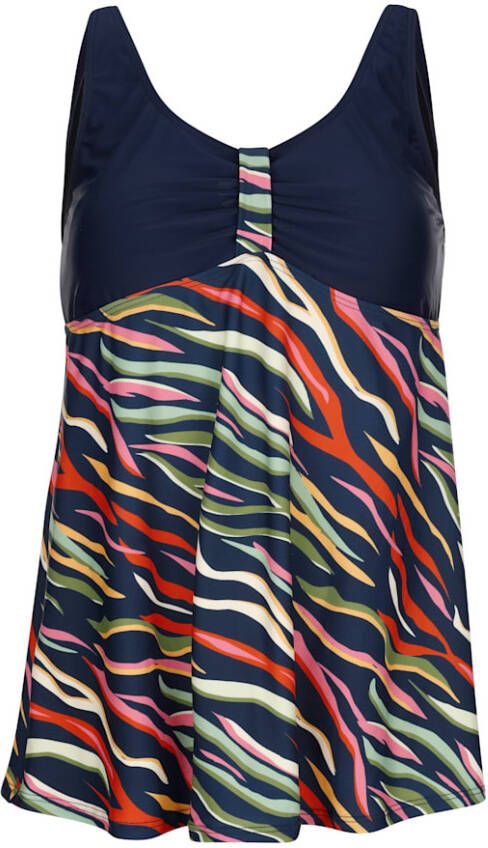 maritim Tankini met effen stof bij de buste Marine/Groen/Oranje