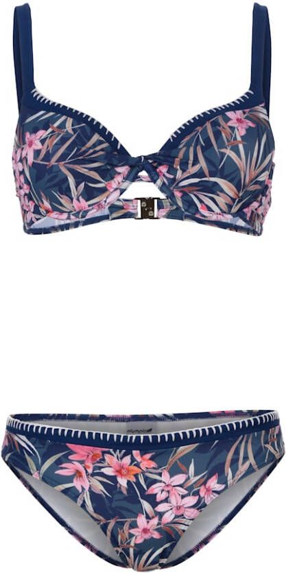 Olympia Bikini met aantrekkelijk bloemendessin Blauw