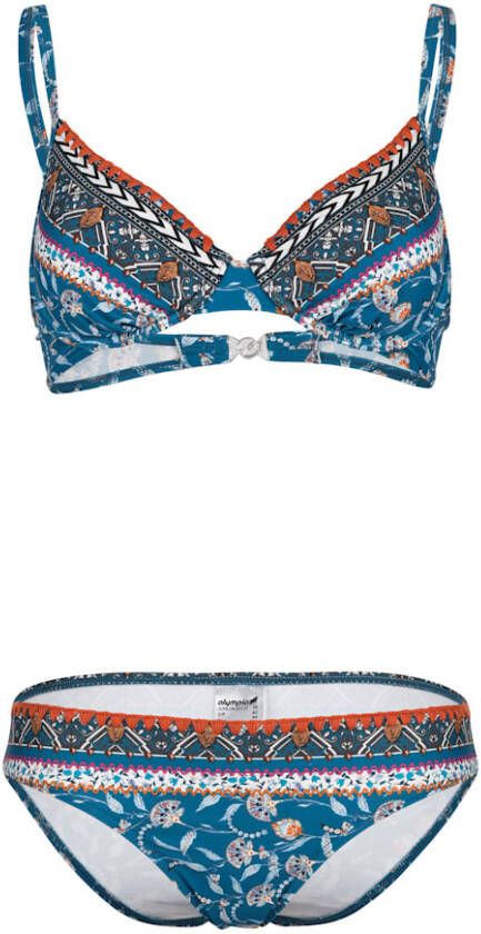 Olympia Bikini met romantisch bloemenpatroon Blauw