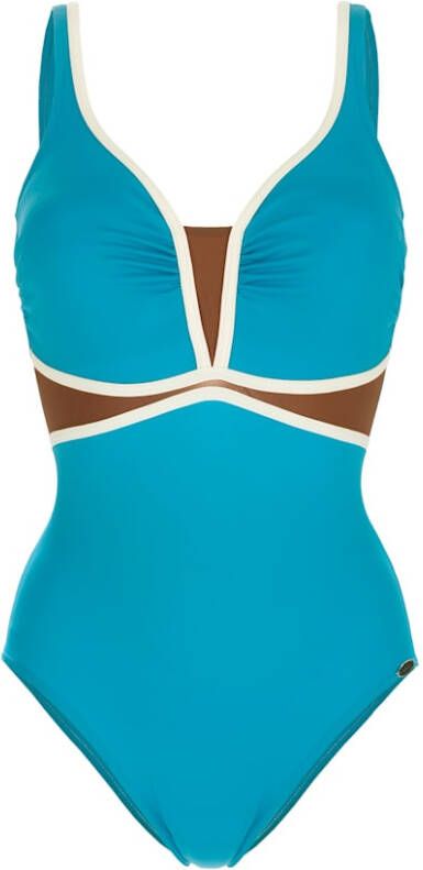 SUNFLAIR Badpak in fel turquoise met bruine inzet Turquoise